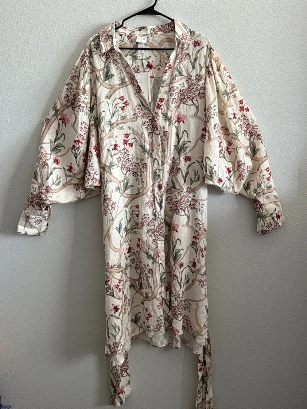 NWT Johanna Ortiz x H&M Linen Floral Shirt Dress Belted XXL - Picture 3 of 9